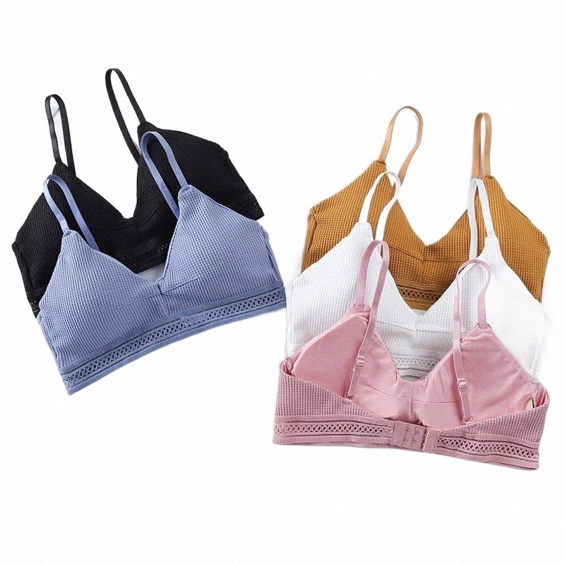 Bras bras Seamless Sports Bra Hollow Out Hem Sexy Soft Skin-friendly Wire Free For Women Solid Color Underwear Q3AJ#-image-801984100