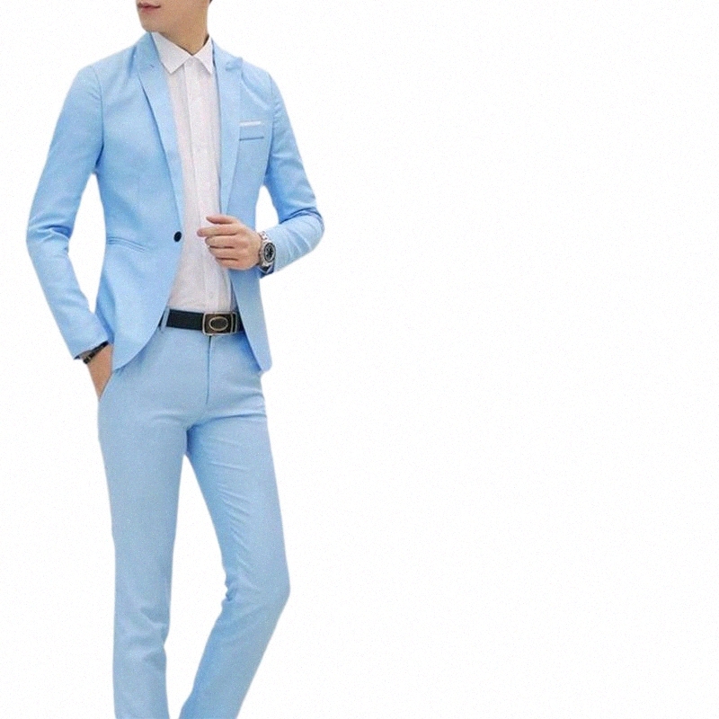 

Men's Suits & Blazers men's Suits & Blazers 2022 Men Business Set Fit Blazer Suit Wedding Party Coat Pants Two Piece Formal Smart Work Suite 4324#, Lake blue