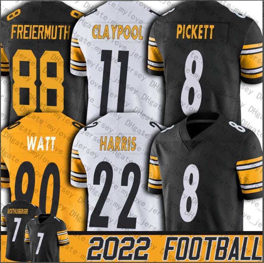 

Mens Jersey Men Najee Harris Mitchell Trubisky Kenny Pickett Football TJ Watt Minkah Fitzpatrick Claypool Roethlisberger Jerseys balck white new rush, As
