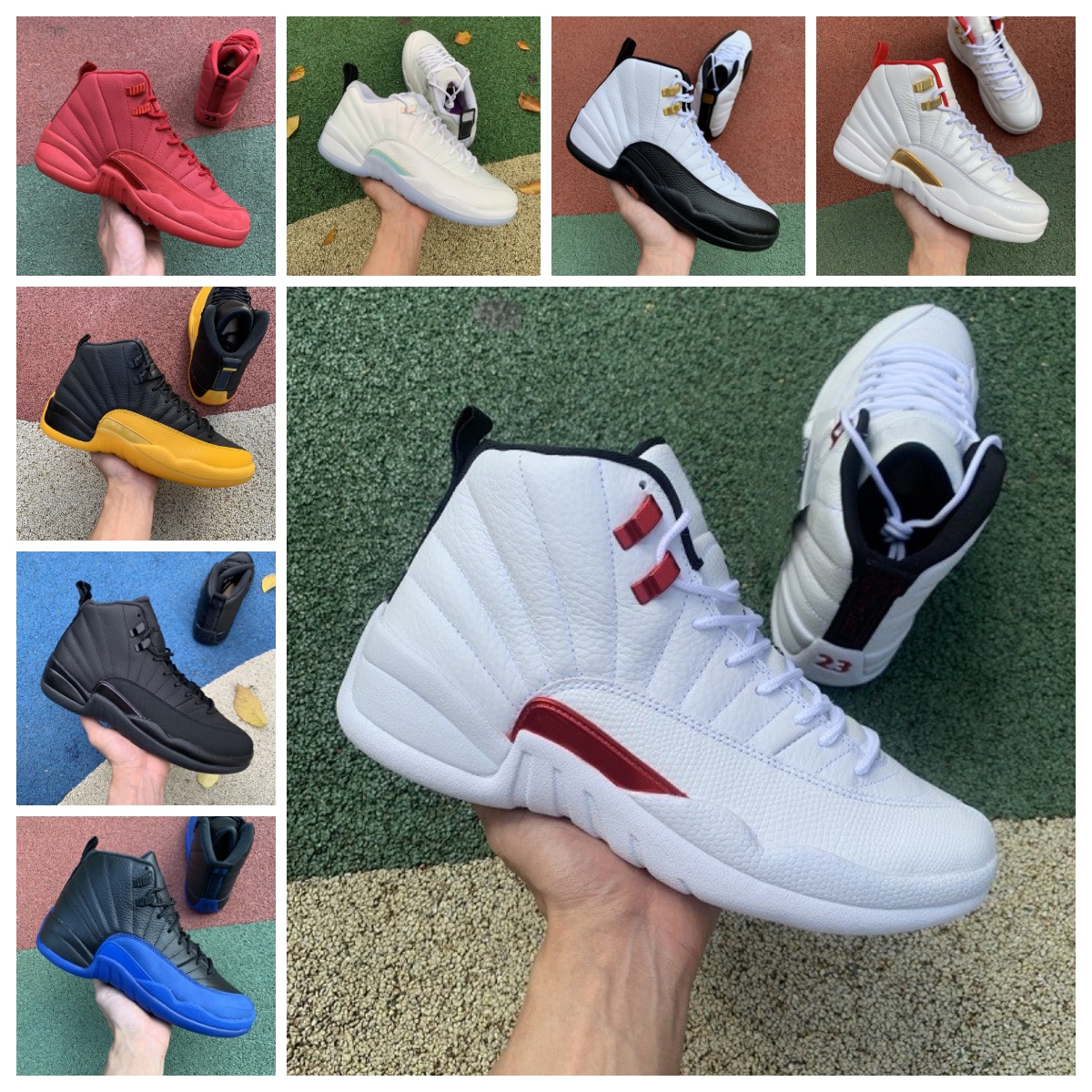 

Jumpman 12 12s OG Basketball Shoes Winter Black Utility Reverse Flu Game Royal Taxi Michigan University Gold Indigo Gamma Blue Twist OVO White Men trainers Sneakers, Bubble package bag