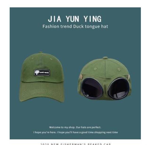 New personality pilot glasses baseball cap unisex male hip-hop cotton back button cap fashion female outdoor sunscreen cat ear hat