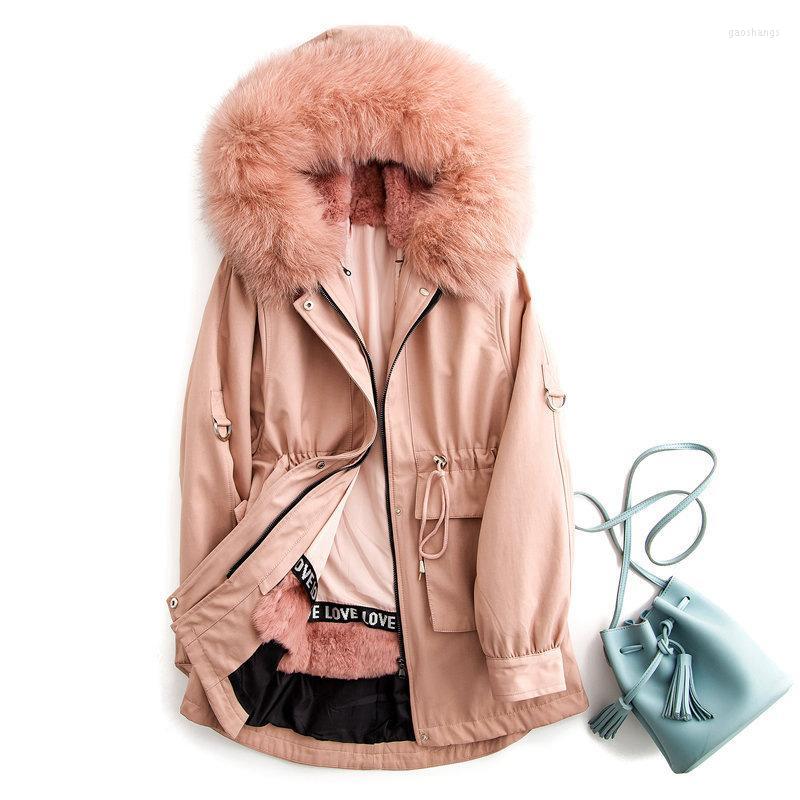 

Women's Leather Women's Temperament Commuting Hooded Long Sleeve Fashion Korean Young Pocket Blue Medium Length Fur & Faux, Light green cy-1012