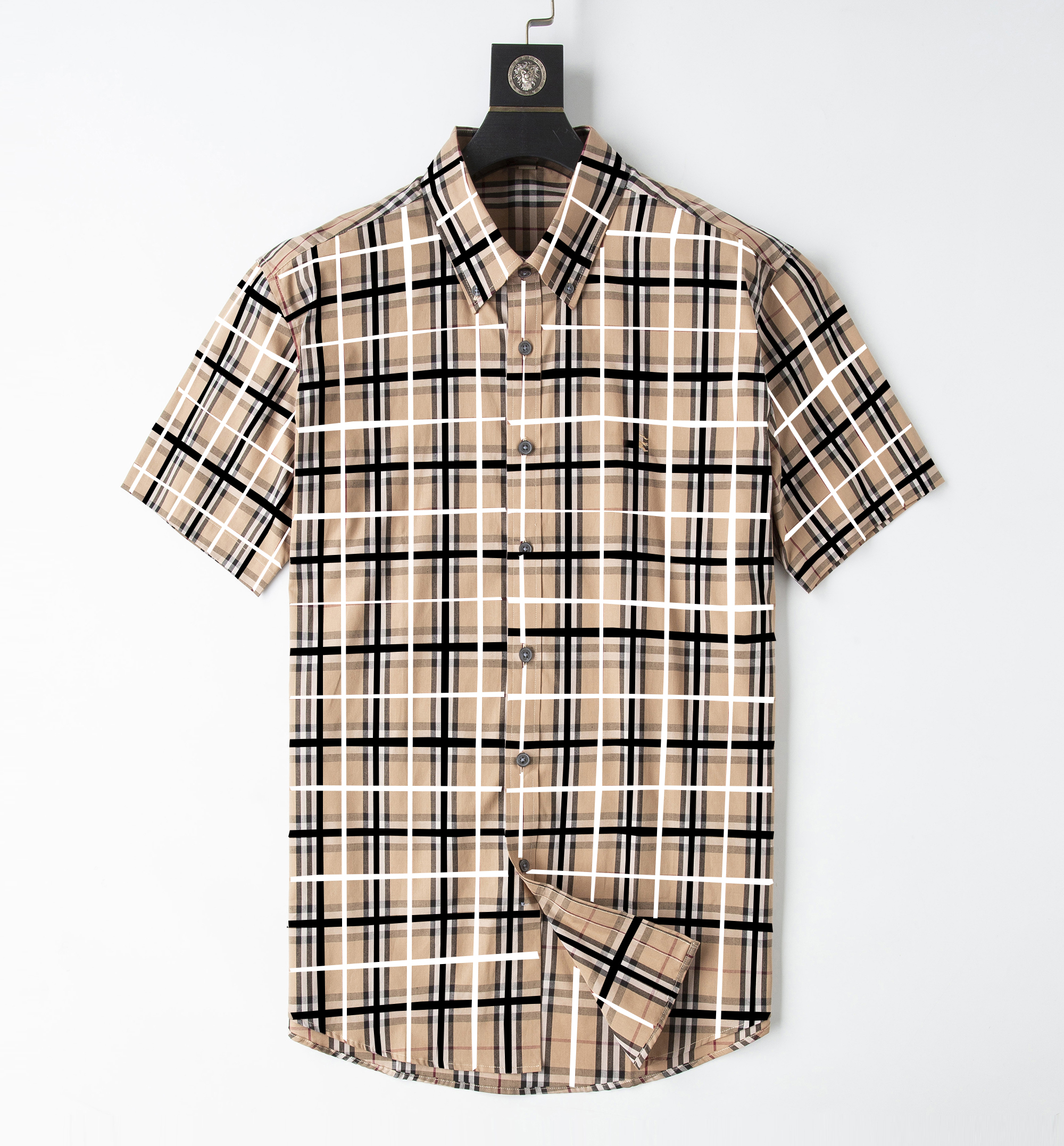 

Summer Men's Shirts designer Fashion classic comfortable casual business 100% cotton plaid men's formal shirt plus sizeM-3XL#99, Style no.1