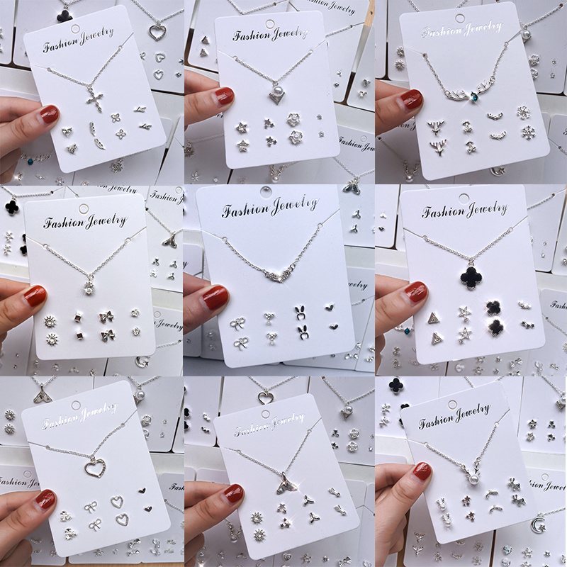 

Jewelerry Set Pendant Necklace Earrings Ins Korean Version Clavicle Chain Simple Personality Earring Pendant New