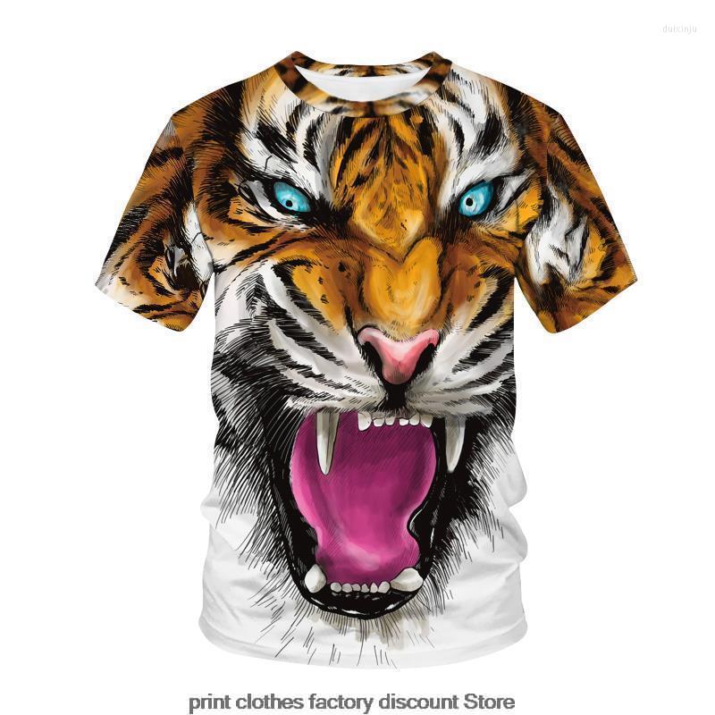 

Men' T Shirts Cool 3D Animal Howling Tiger Print Personality Trend Style Men And Women Round Neck Loose T-shirt Summer Short-Sleeved, Etca0002a