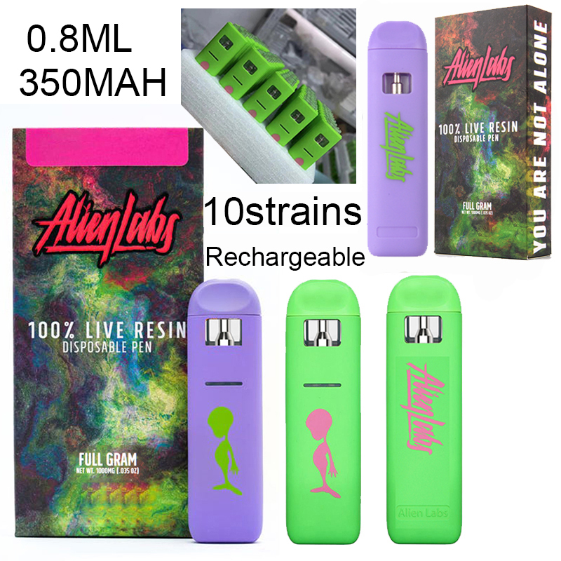 

ALIENLABS Live Resin Rechargeable Disposable E cigarettes Alien Labs Vapes Pen Device Pods Kits 0.8ml empty Pod 350mah Vape Pens