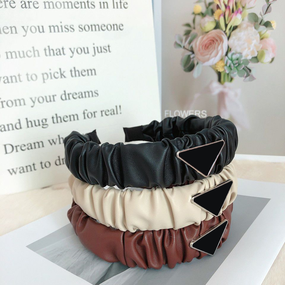 

Stylish Pleated Leather Headbands Inverted Triangle Hair Band Women Wide Brim Hair Hoop Hair Jewelry Decoration