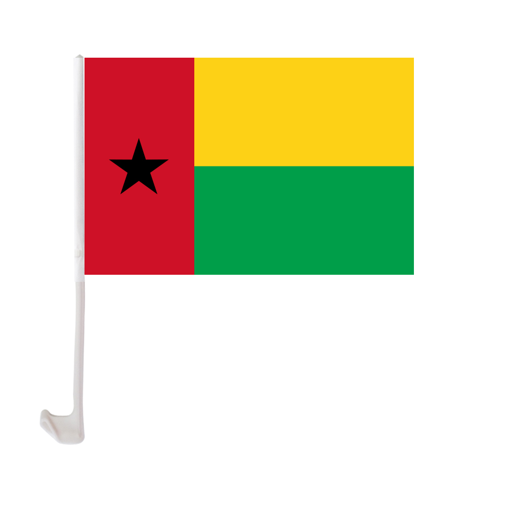 

30x45cm Guinea Bissau Car Flag Polyester UV Protection Window Clip Car Decoration Banner with Flagpole