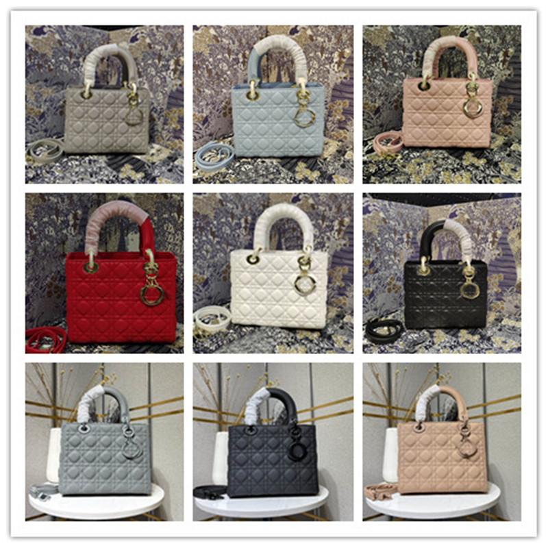 

designer luxury Lite Embroidered Lady Bag D Logo Tote Nylon Leather Lambskin Leather pink size 24CM, Don't pay it