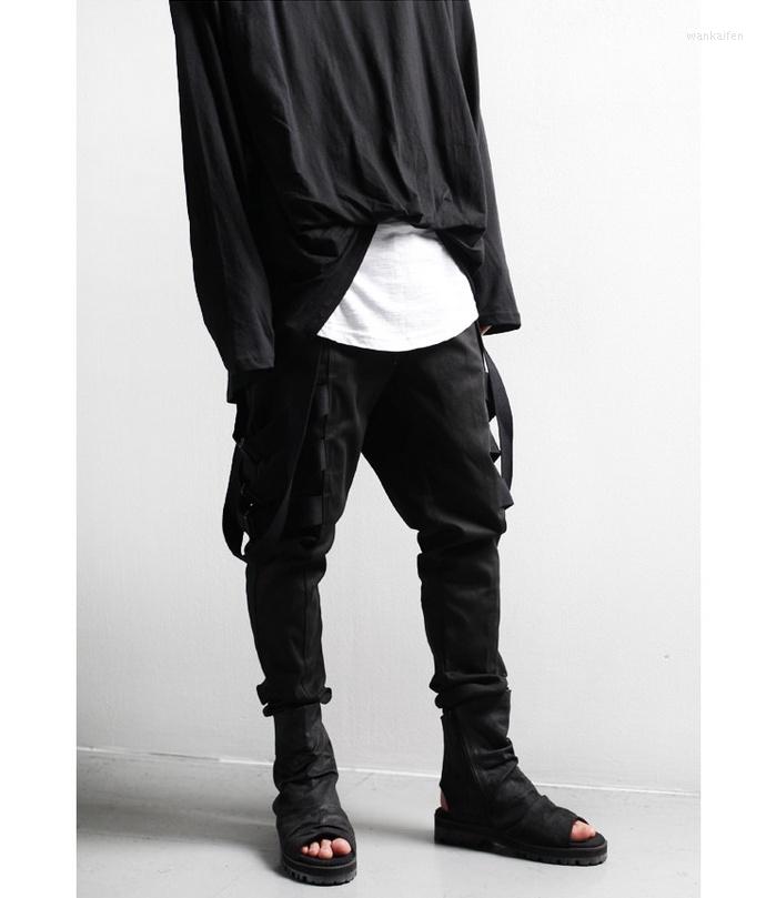 

Men' Pants Men' Casual Fashion Hip Hop Punk Style Hanging Belt Harem SLIM STRAIGHT, Black