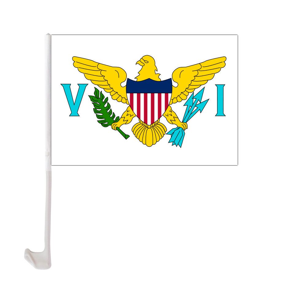 

30x45cm United States Virgin Islands Car Flag Polyester UV Protection Window Clip Car Decoration Banner with Flagpole