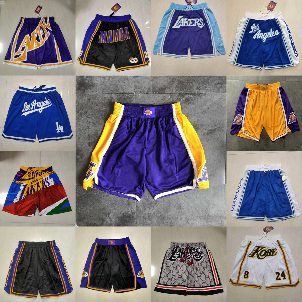 

Los Angeles''Lakers''men Throwback Basketball Shorts pocket purple yellow blue, Color