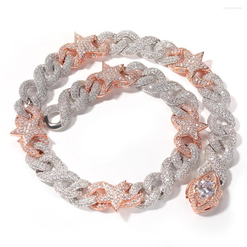 

Chains Hip Hop Claw Setting 5A CZ Stone Bling Iced Out Star Eyes Round Cuban Infinity Link Chain Necklaces For Men Rapper Jewelry