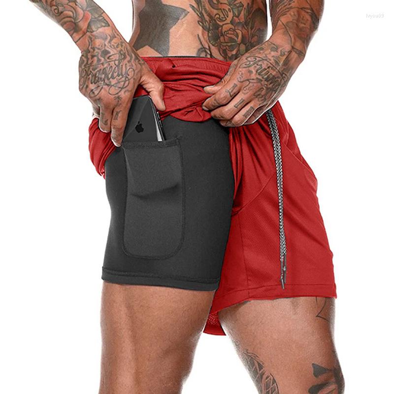 

Men's Shorts 2 In 1 Men's Sports Double Layer Running Gym Bodybuilding Workout Quick Dry Beach Summer Casual 2022