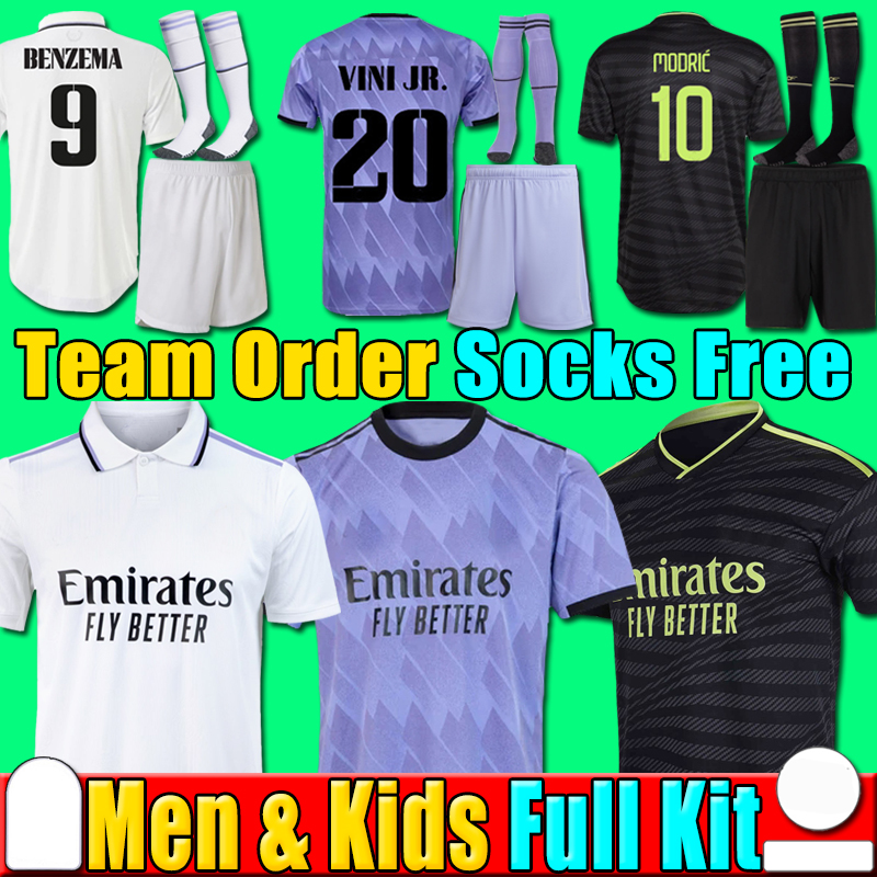 

22 23 Adult and kids full kit with Socks MBAPPE BENZEMA Soccer Jerseys Y-3 ALABA REAL HAZARD macamiseta CAMAVINGA 2022 2023 Madrids ASENSIO MODRIC MARCELO VALVERDE, P10 22 23 home kids with socks