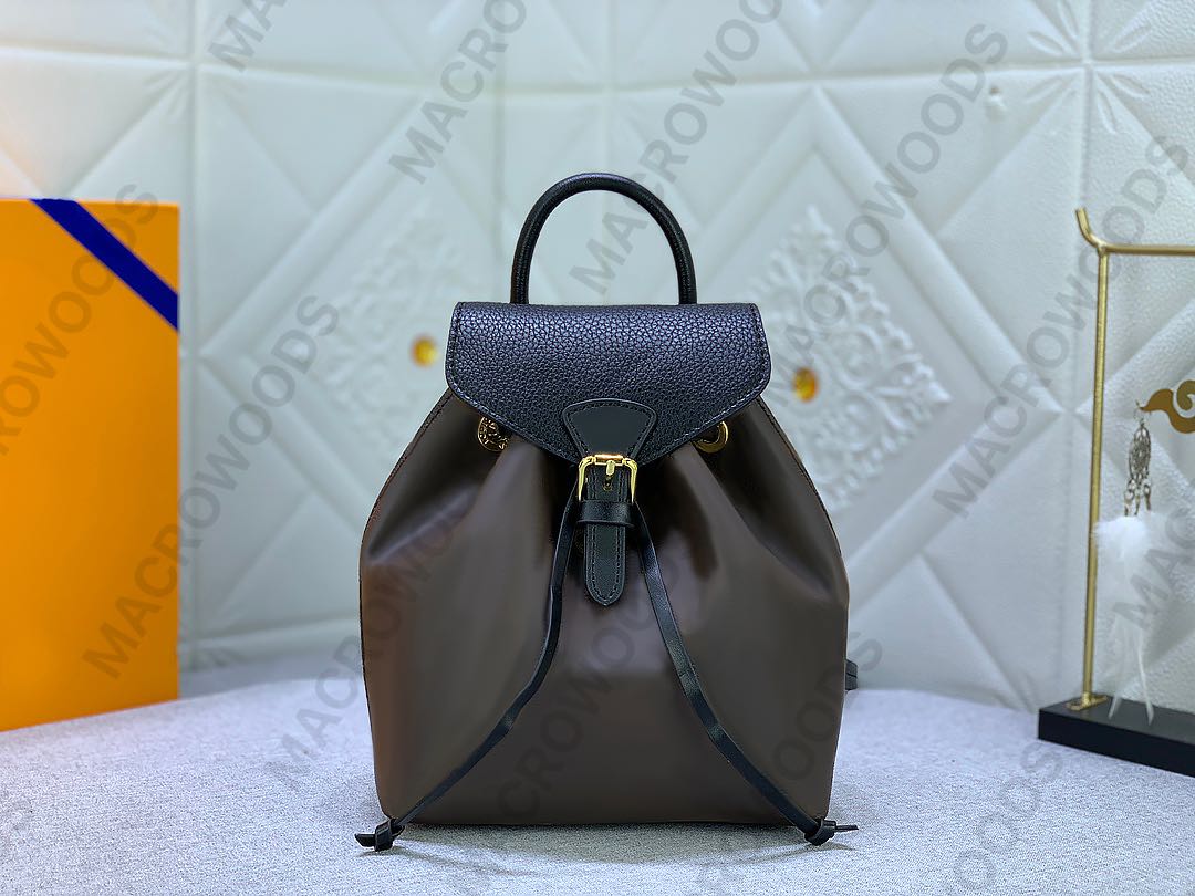 

MONTSOURIS BB designer mini backpack canvas handbag for women drawstring closure girl mini schoolbag Leather handle strap Gold color hardware Satchels lady purse, Extra shipping(not for sale)