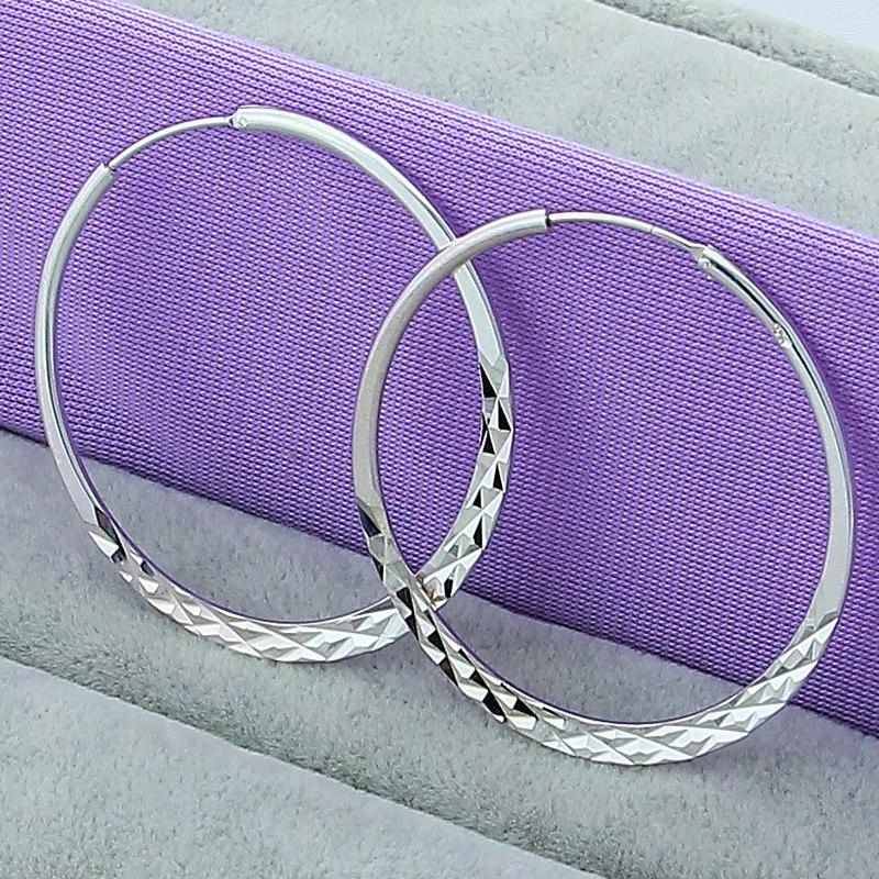 

Hoop Earrings Trendy Jewelry 925 Sterling Silver 50MM Round For Women Wedding Accessories
