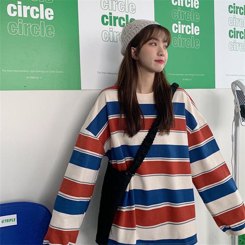 

Men's Hoodies Long Sleeve T Shirt Women Harajuku Oversized Striped Casual Streetwear Couple Teen Loose Tops For Punk Pullovers, Red