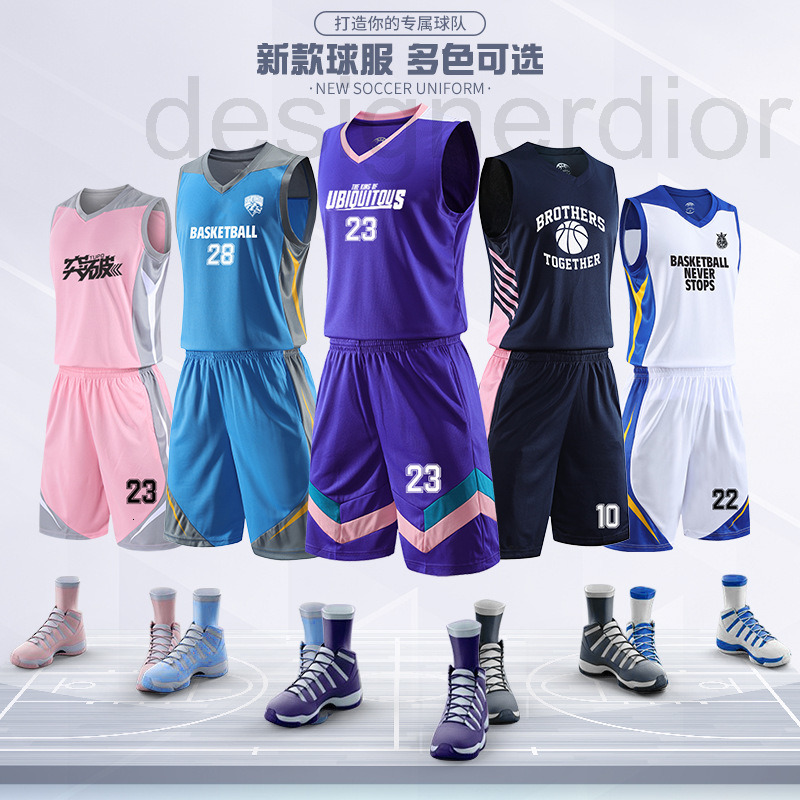 

Basketball Sets designer suit men's and women's game trend jerseys new training clothes vest adult basketball team uniform LO8T, 851 purple