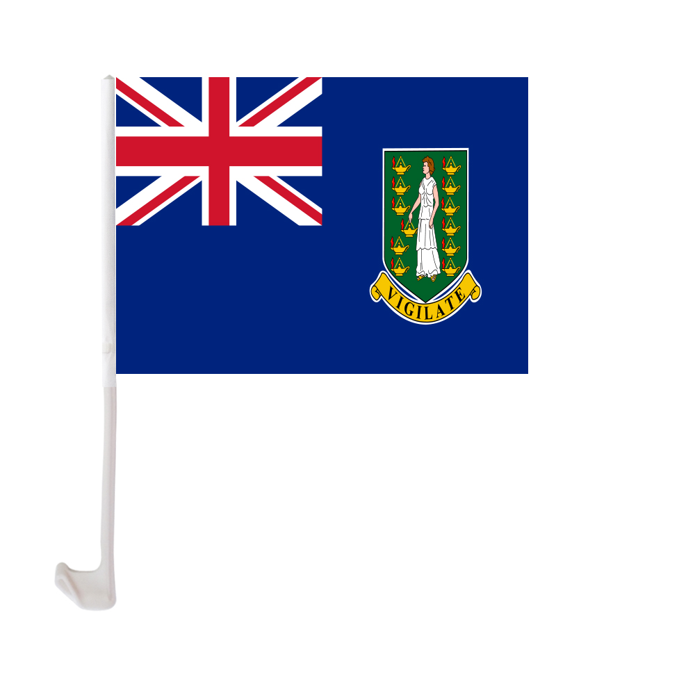 

30x45cm British Virgin Islands Car Flag Polyester UV Protection Window Clip Car Decoration Banner with Flagpole