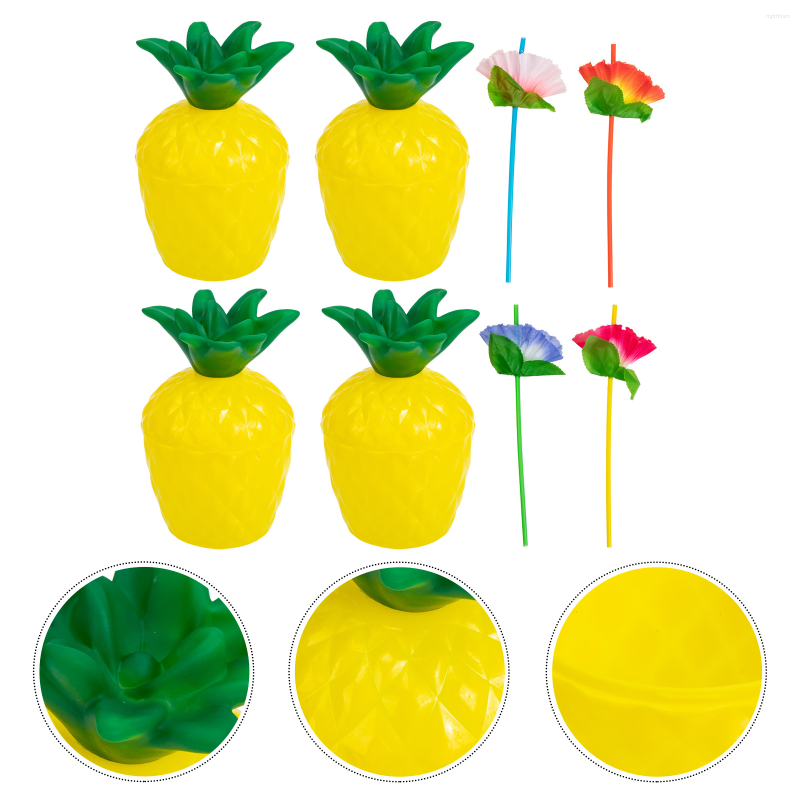 

Party Decoration 1 Set Of Pineapple Shaped Cups With Straws Lovely Cocktail