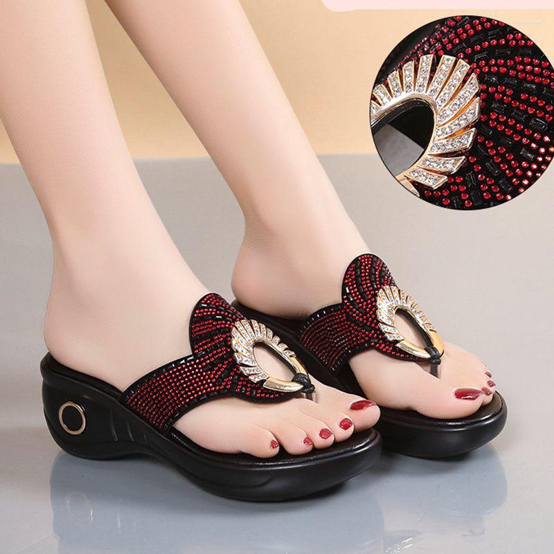 

Sandals Plus Size 40 High Heels Slippers Women Wedding Shoes Summer 2022 Cutout Platform Wedges Slides Ladies For Office, Black