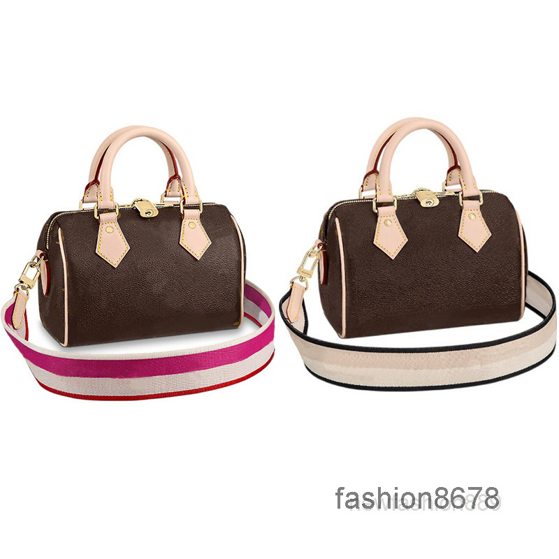 

Designer Shoulder Bags Speedy Bandouliere Mini Travel Bag Women's Coated Canvas Weave Boston Satchel Metal Padlock Crobody Beach Handle Purs