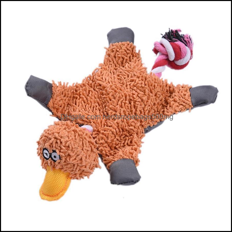 Pet Dog Squeaky Toy Durable Cute Mop Duck Making Sound Plush Dog Puppy Chew Toys Training Teething Toy for Small Medium Dogs