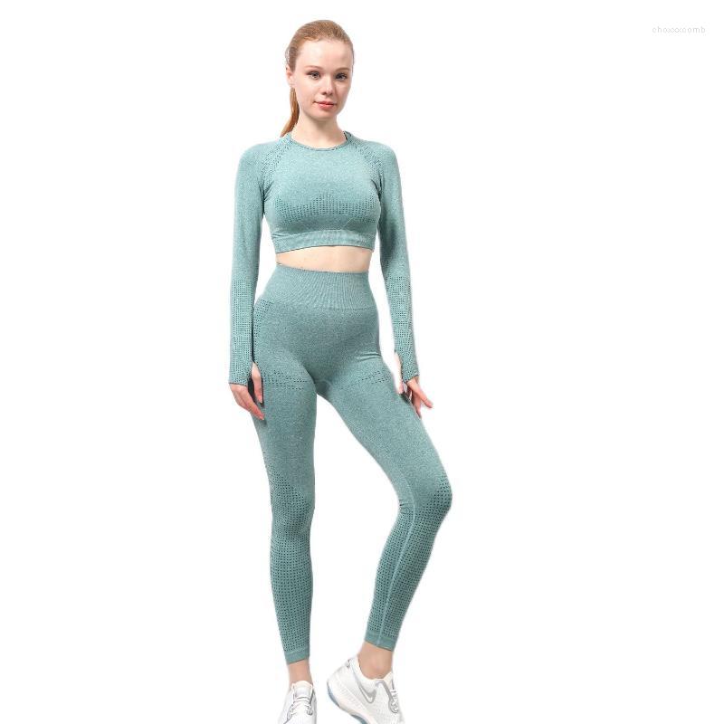 

Women' Tracksuits Women' Sportswear Workout Clothes Athletic Wear Sports Gym Legging Seamless Fitness Bra Crop Top Long Sleeve Yoga, Greenbrashort
