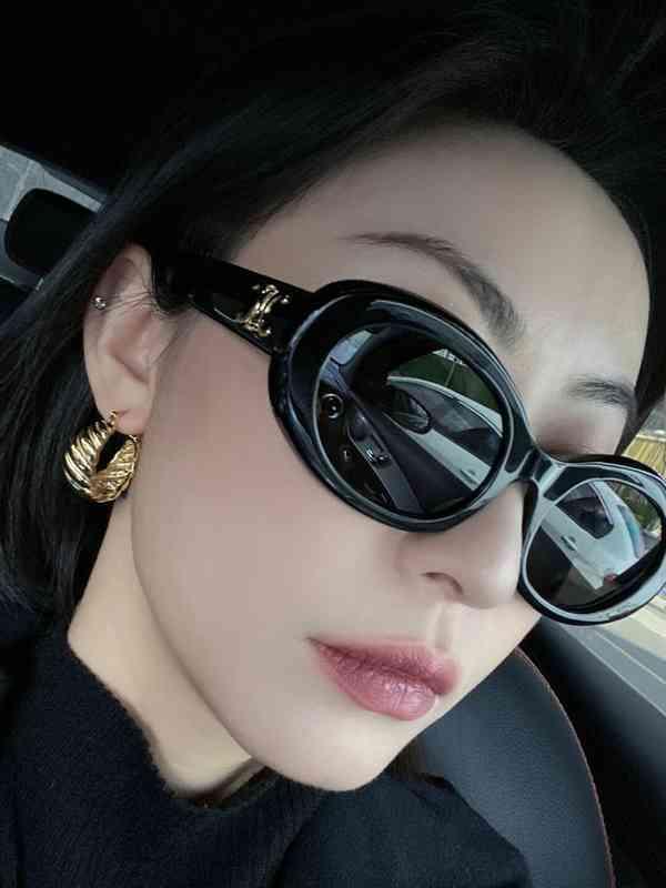 

CE's New Arc de Triomphe oval French high street white cat's Eye Sunglass female