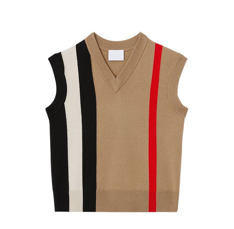 

Designer kids wool knitted sweater vest 2022 autumn children vertical stripe V-neck sleeveless pullover kids all-matching waistcoat Q8572, As showed