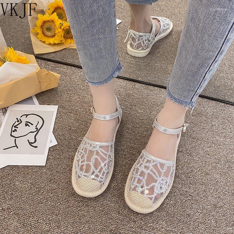 

Sandals Summer Fashion Flat Laid-Back Lace Fisherman Shoes With Buckles Women's Breathable Soft Comfortable Lazy Loafers, Gold