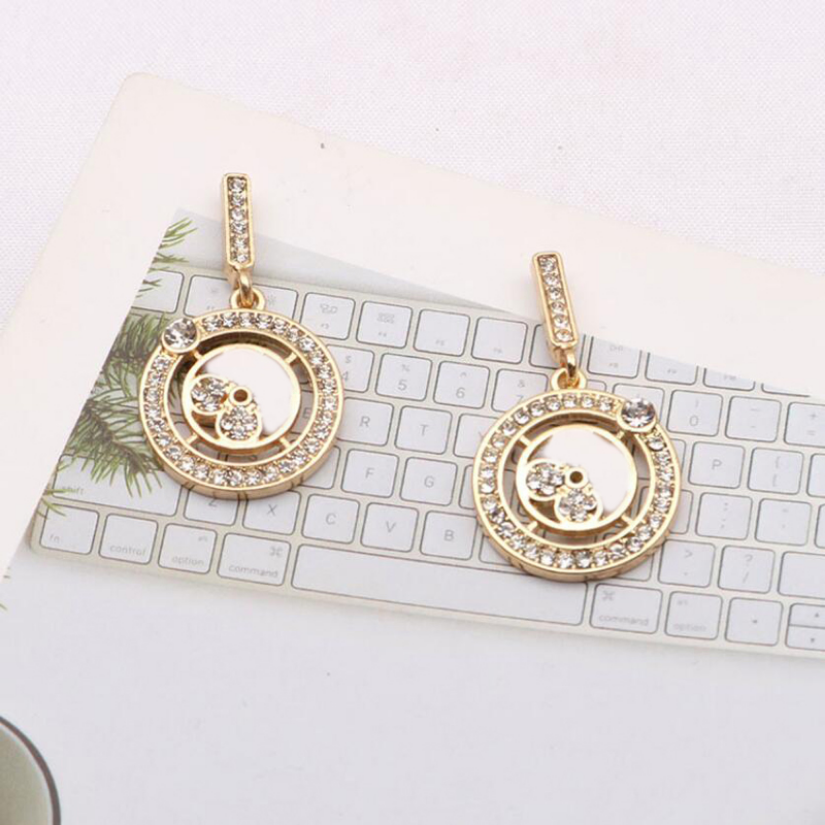 Designers Earrings Womens 18K Gold Plated Earring Ear Stud Designer Brand Letter Crystal Rhinestone Geometric Classic Women Wedding Party Jewerlr