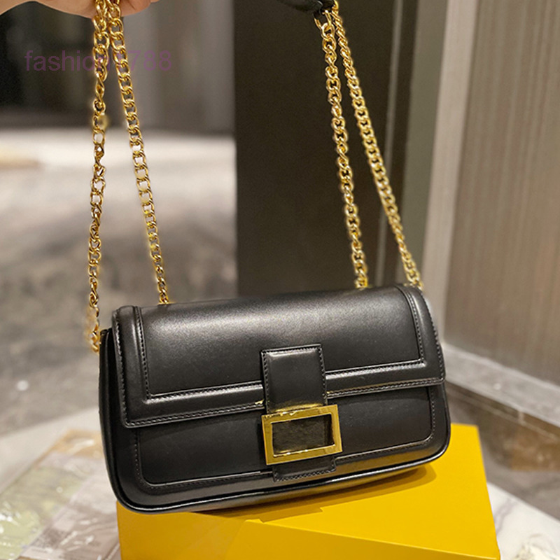 

Evening Bags Baguette Bag Crossbody Bags Women Shoulder Handbag Two Color Splicing Chain Purse Gold Hardware Buckle Interior Compartment Zip Pocket Wallet