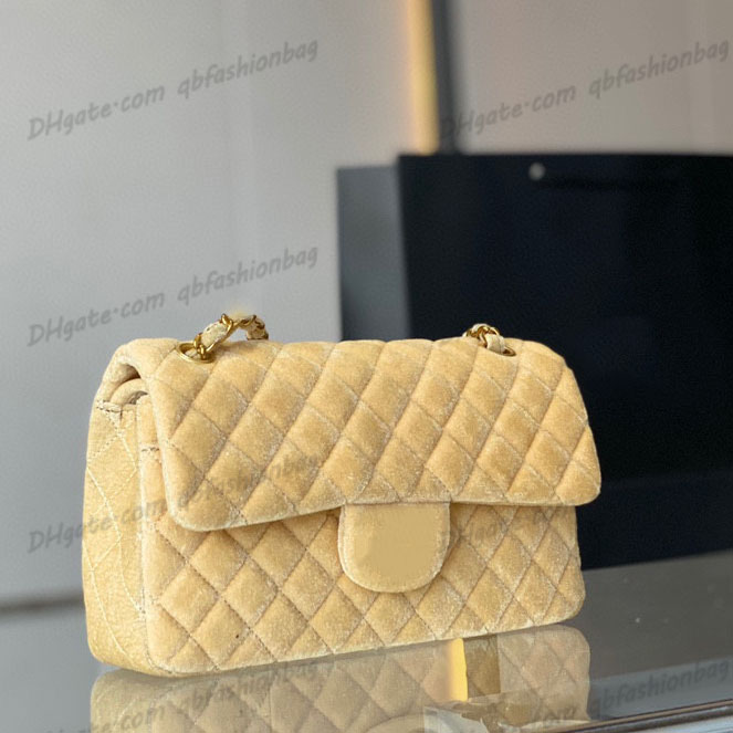 

French Velvet Flap Bags Womens Classic Quilted Matelasse Gold Hardware Chain Crossbody Shoulder Multiple Pockets Handbags Designer Large Capacity Purse 26x15CM, Box