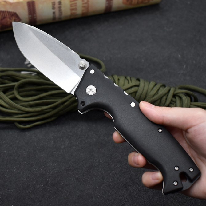 

H0915 AD-10 Survival Folding Knife S35VN White / Black Stone Wash Drop Point Blade Nylon Plus Glass Fiber Handle Tactical Knives with Retail Box