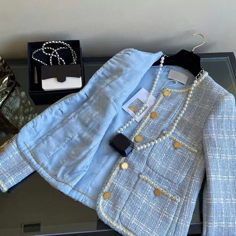

chan women' brand jacket 2022 New Autumn Winter western suit jacket logo high-end fashion coat cardigan designer Women Spring casual tweed Coat Valentine' day Gift, Blue