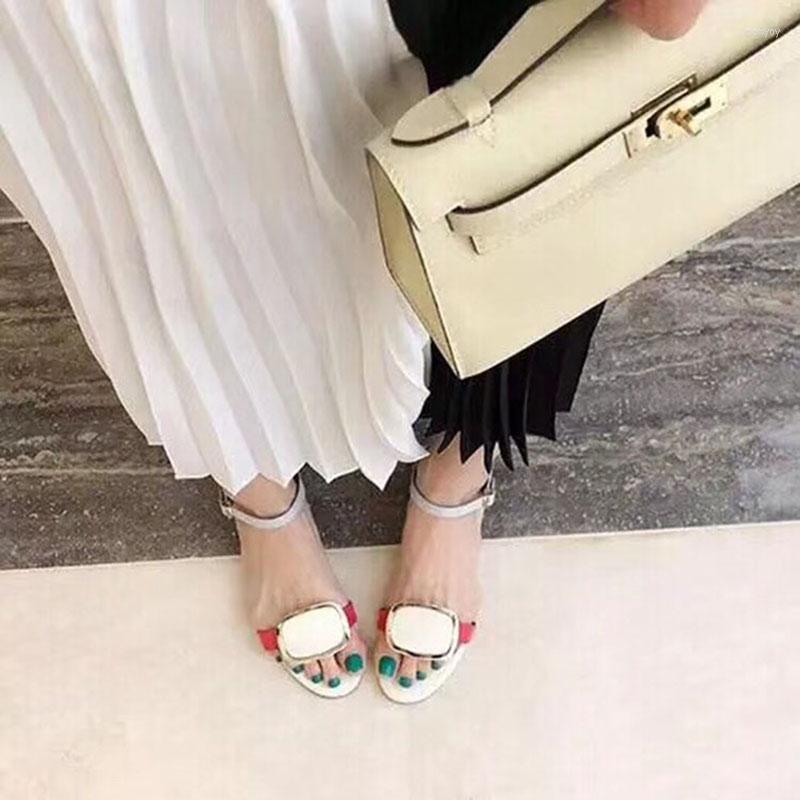 

Sandals 2022 Summer Women Sandal Open Toe Ankle Strap Shoes Pluse Size, Beige