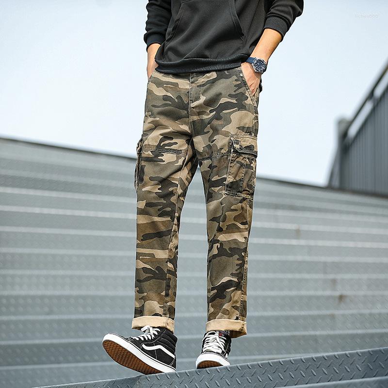 

Men's Pants Spring Autumn 2022 Camouflage Overalls Men's Cargo Straight Casual Trousers Cotton Mens Clothing Streetwear, Multi