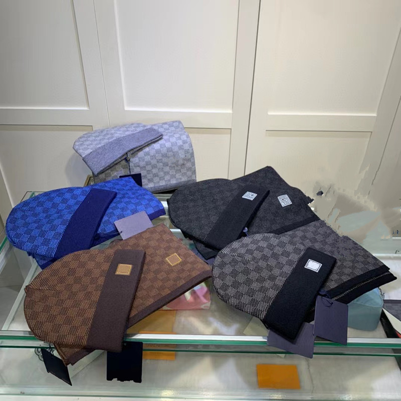 

2022 Designer Hats Scarves Sets men women 2 piece Suit Warm Beanie Scarves Winter knitted hat Fashion Accessories high-end gift box llvv662