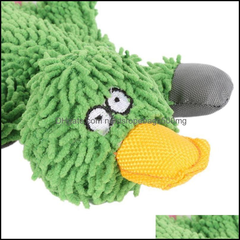 Pet Dog Squeaky Toy Durable Cute Mop Duck Making Sound Plush Dog Puppy Chew Toys Training Teething Toy for Small Medium Dogs