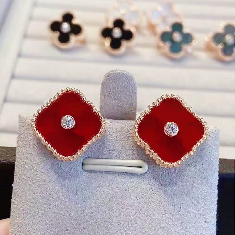 

earring designer ladies 18k gold stud earrings colorful pearl shell 4 leaf clover girl valentines day christmas love gift 316l stainless steel jewelry