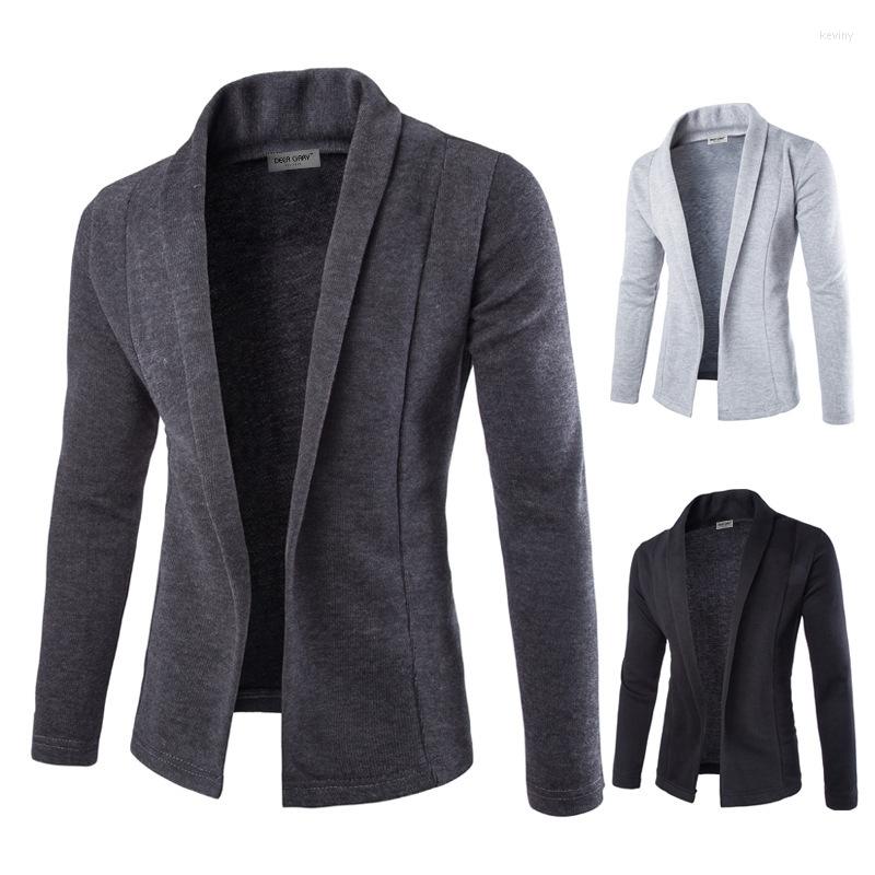 

Men's Sweaters Mens Solid Blazer Cardigan Long Sleeve Casual Slim Fit Sweater Jacket Knit Coat HSJ88, Dark gray
