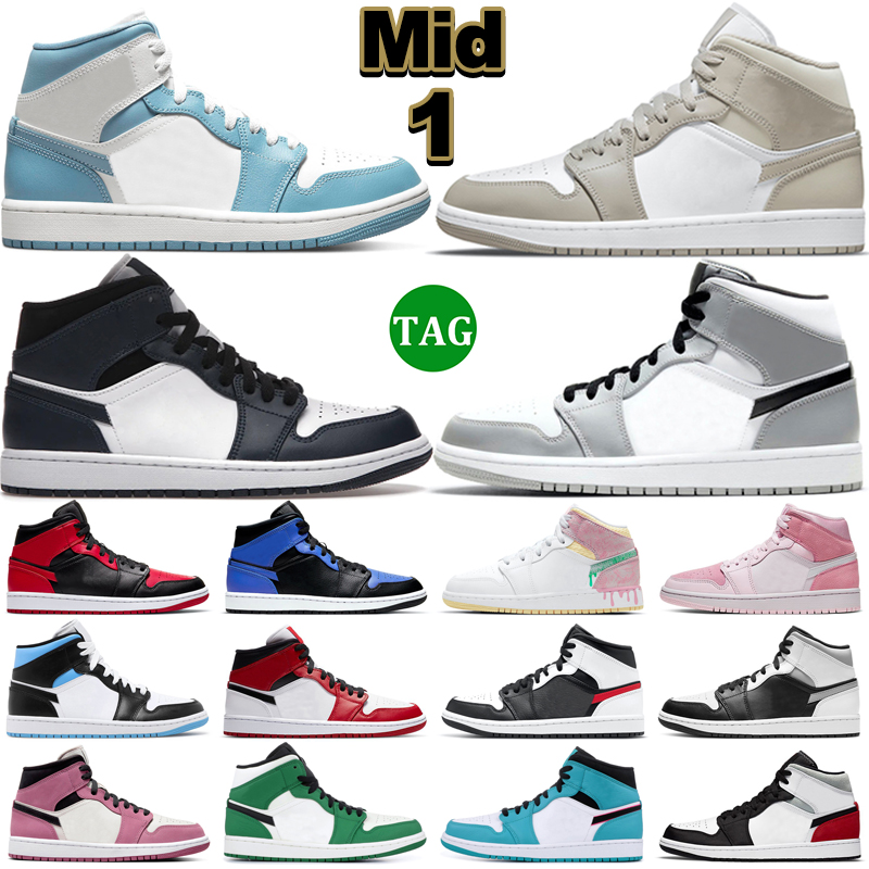 

Jumpman 1 Mid Basketball Shoes 1s Men Women Linen Armory Navy Bred Light Smoke Grey Shadow Hyper Royal Digital Pink Fearless UNC Mens