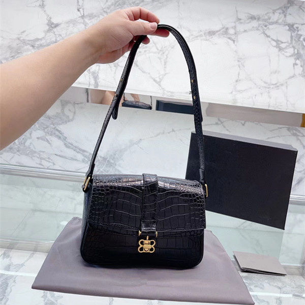 Sac à bandoulière de mode sac de messager de marque de créateur 2022 automne et hiver nouveau motif de crocodile paillettes en métal lettre sac c