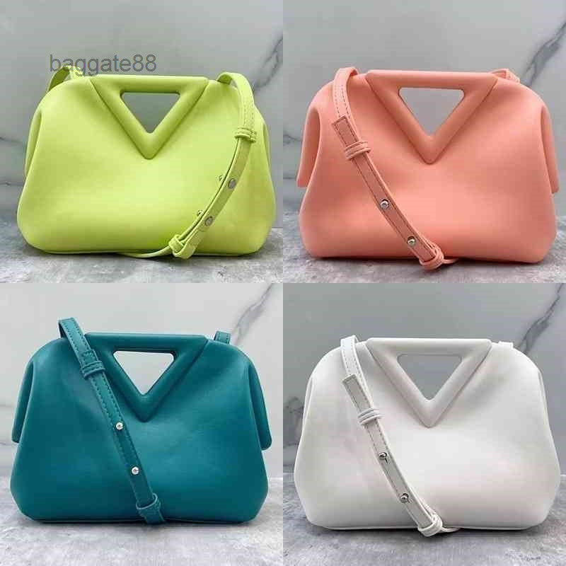 

Venetas Inverted Bags Triangle Bag Bottegas 2023 Clip Luxury Package Candy Color Cloud Messenger Leather Hand Dumplings Ap16, Wild duck green