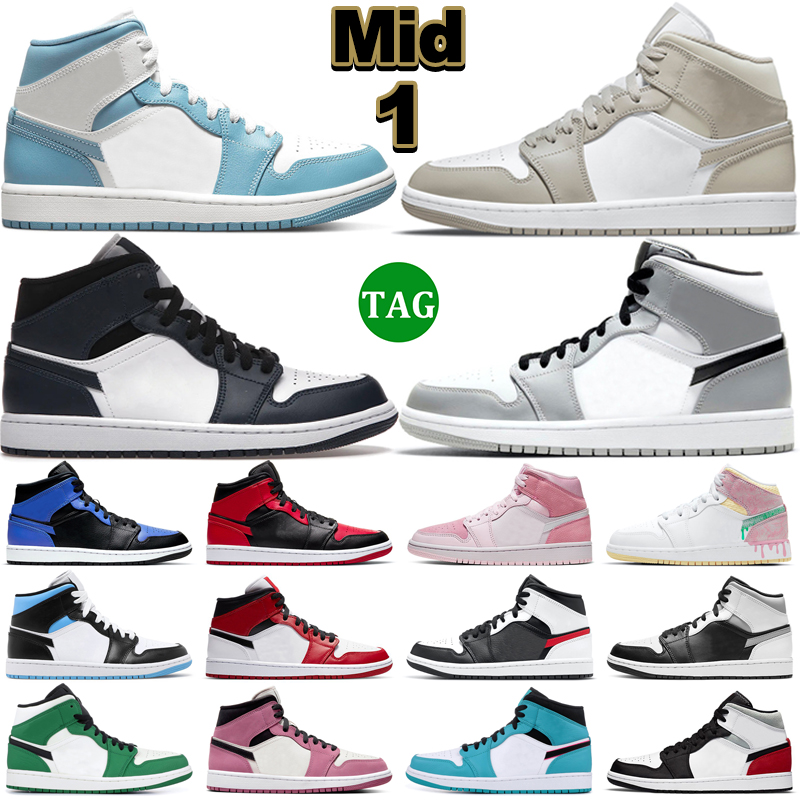 

2023 Jumpman 1 Mid Basketball Shoes 1s Men Women Linen Armory Navy Bred Light Smoke Grey Shadow Digital Pink Fearless UNC Mens Trainers