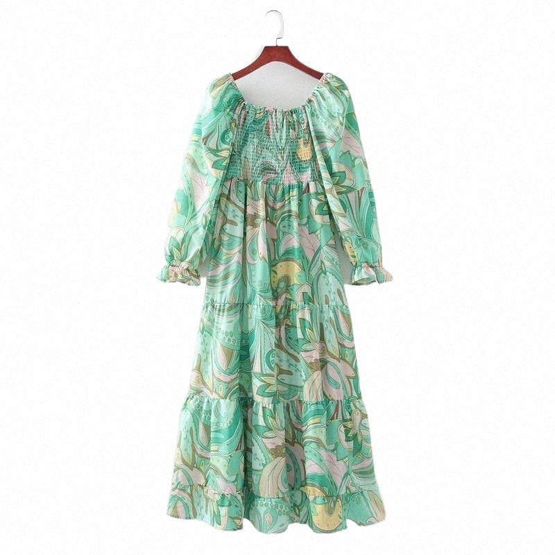 

casual Dresses Summer Women' Dress 2021 Fashion Floral Prints Slash Neck Vestido Modern Lady Shirred Bust Midi Sundress g2EJ#, As photo