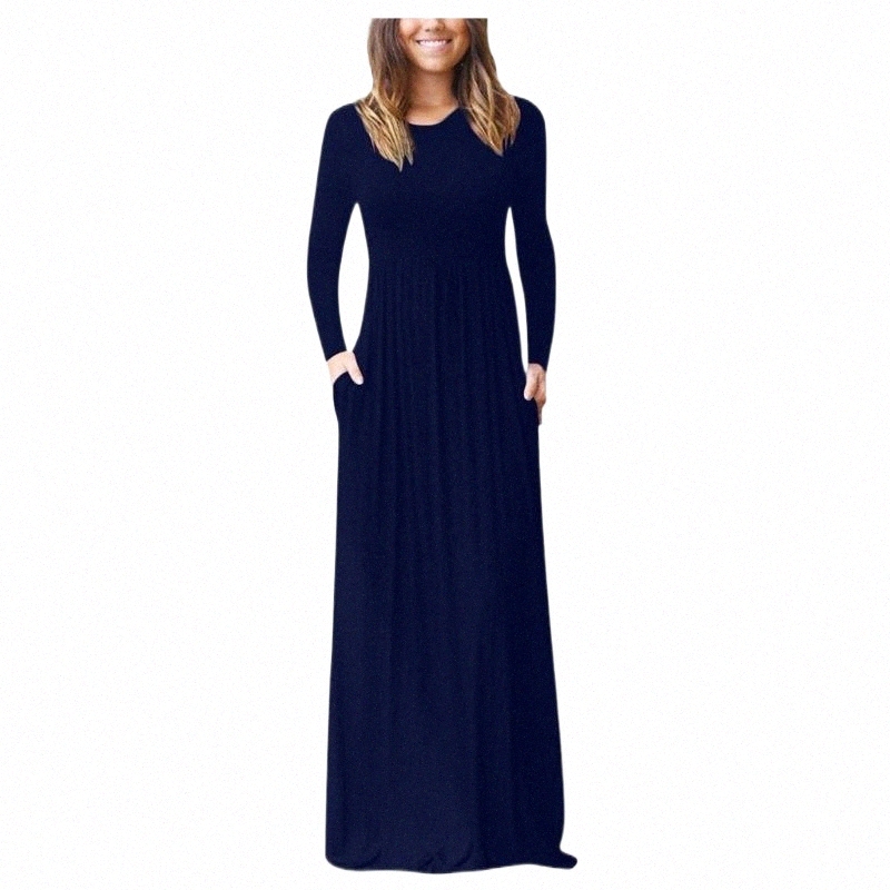 casual Dresses Autumn Winter Dress Women Long Sleeve Maxi Round Neck Solid Tank Party High Waist Robe Vestidos m3uA#-image-802277963