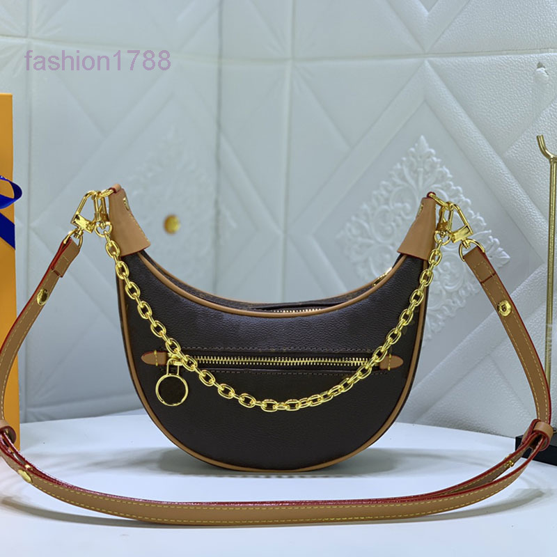 

Evening Bags Moon Bag Shoulder Bags Fashionable Ladies Handbag Fashionable Printed Letter Decoration Top Quality Hardware Chain Detachable Messenger Belt
